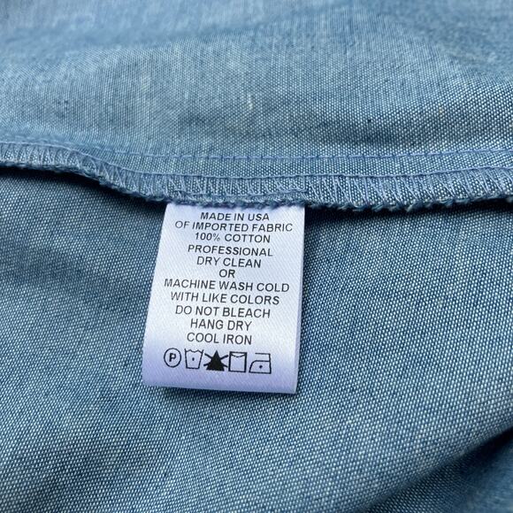 Kal Rieman Top Shirt Sz S Blue Chambray Sleeveless Button Up Western Casual - Picture 9 of 9